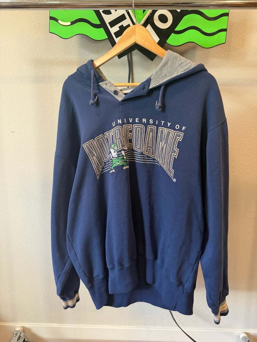 Vintage Starter Notre Dame Fighting Irish Button-Up Pullover Hoodie